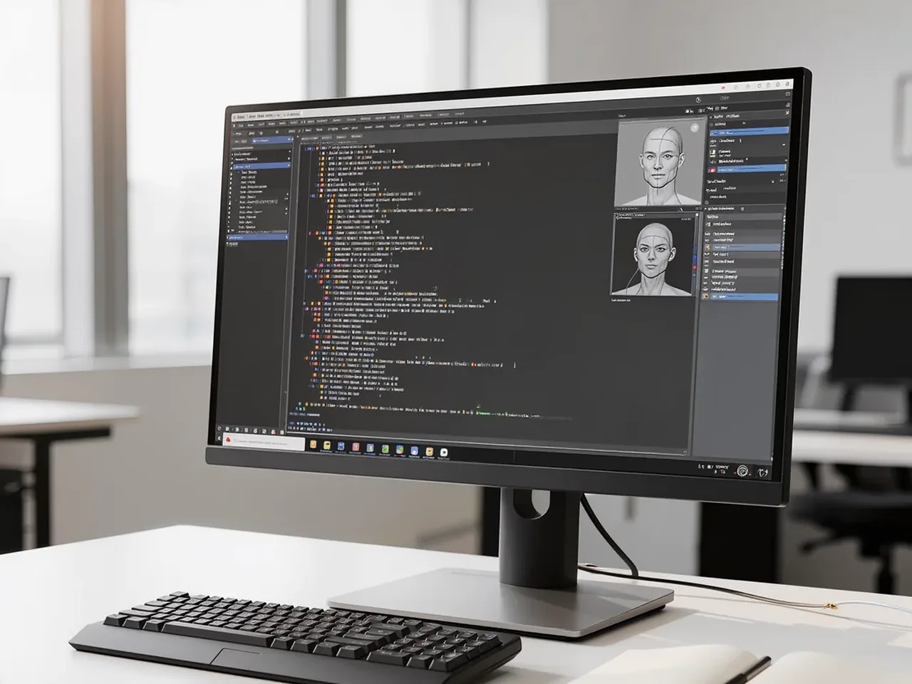 Individualsoftware-Entwicklung — Code in einer IDE am Arbeitsplatz