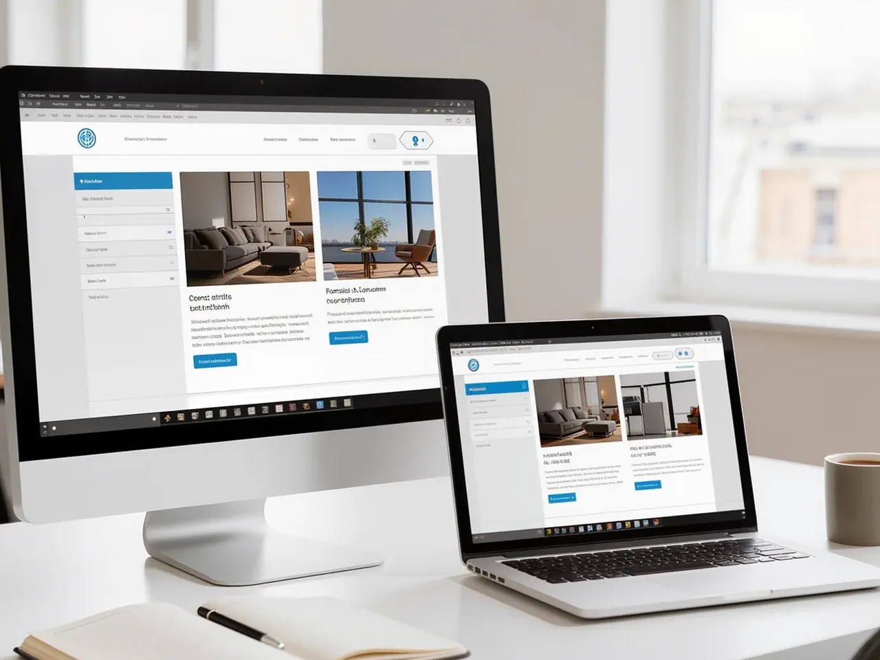 Responsive Website auf Desktop und Laptop